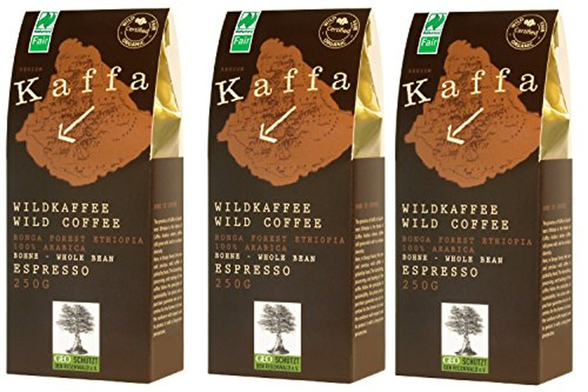 3 x Espressobonen Kaffa Biologische Wilde Koffie 250 g