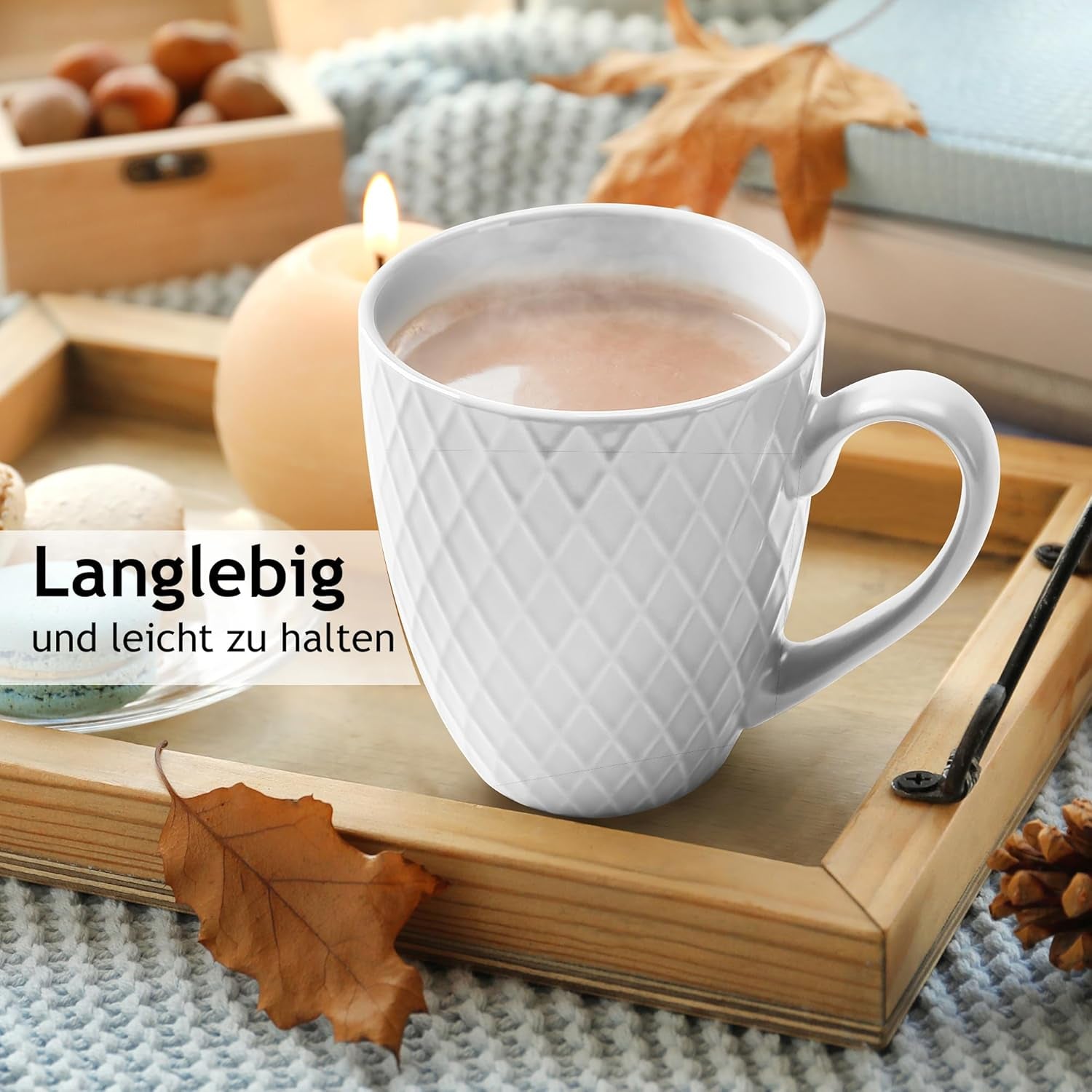 MIAMIO - Keramische serviesset, 24-delig, gecombineerd servies voor 6 personen - Vaatwasmachine- en magnetronbestendig - Palmanova-collectie (wit)