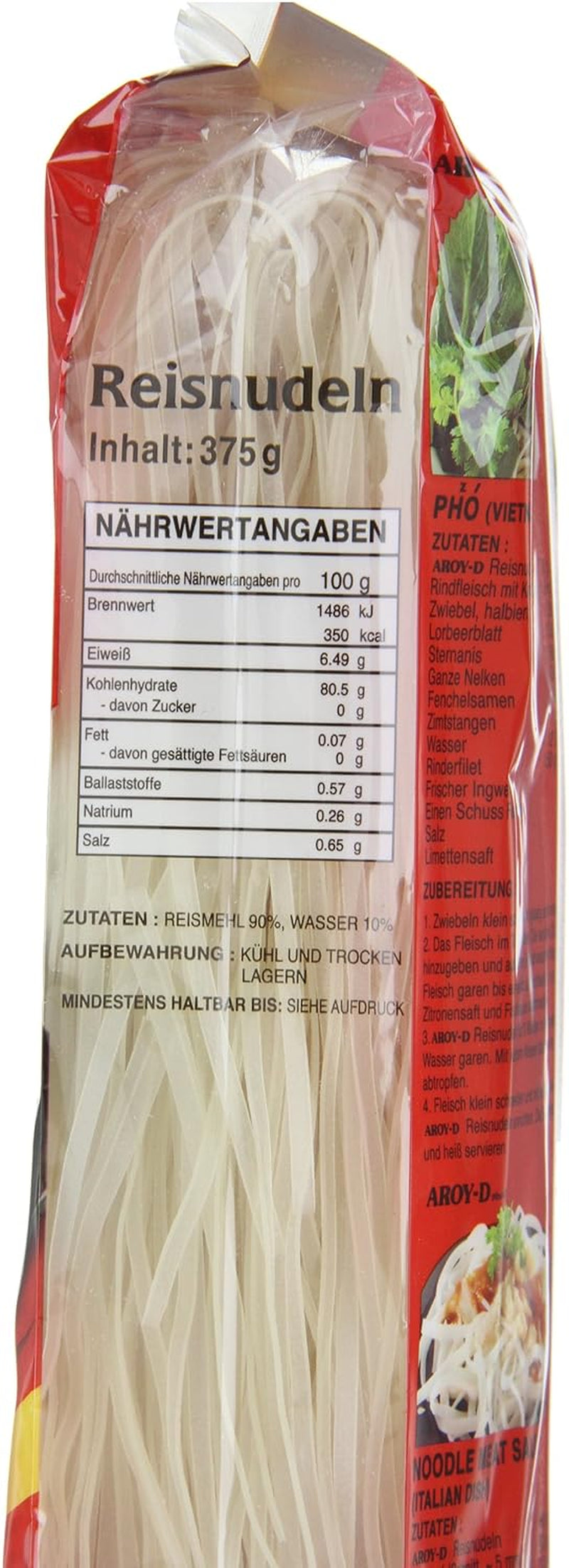 Aroy-D Rijstnoedels Glutenvrij 3 mm-verpakkingen (1 pak x 375 g)
