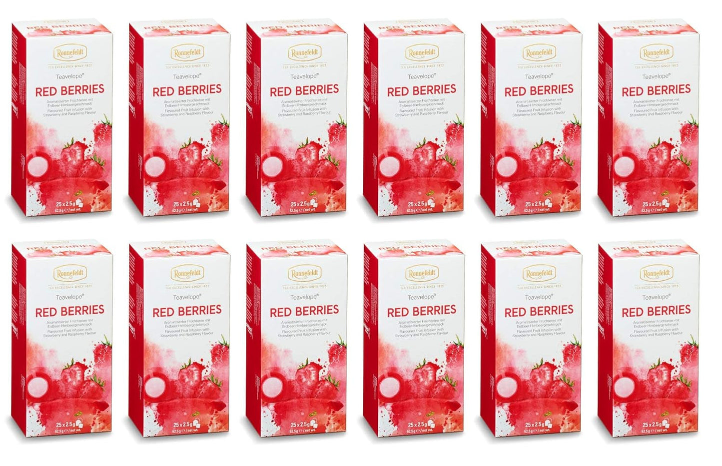 Teavelope "Red Berries" - fruitthee met aardbei- en frambozensmaak, 25 theezakjes, 62,5 g