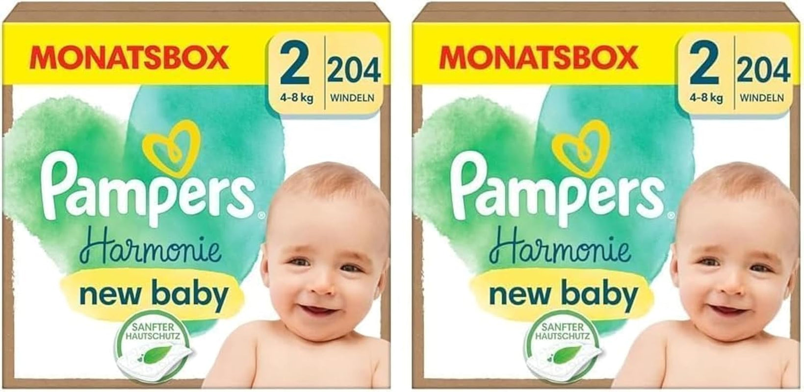 Pampers Harmony luiers maat 1, 180 luiers, 2kg-5kg, zachte huidbescherming met 100% Pampers bescherming