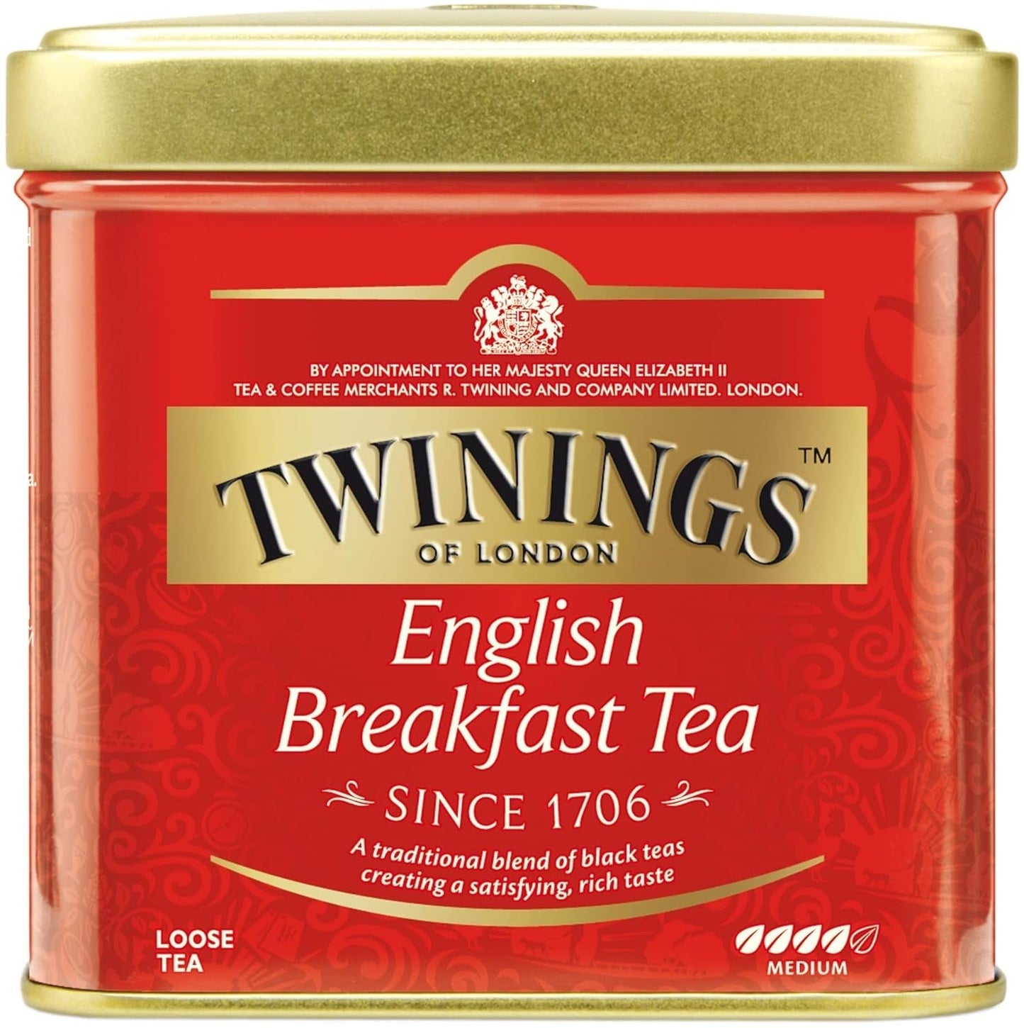 Twinings English Breakfast Tea Losse Zwarte Thee in Theedoos Sterke zwarte thee van hoogwaardige theebladeren geplukt van de beste theeplantages in Sri Lanka en India G, neutraal, 100 gram