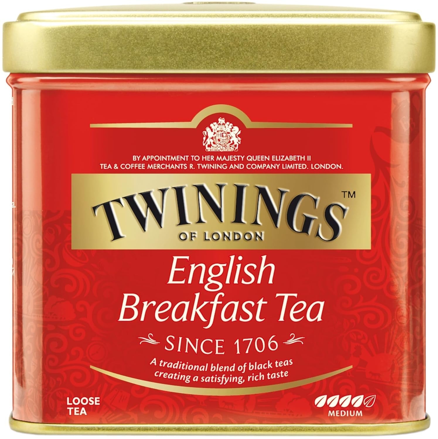 Twinings English Breakfast Tea Losse Zwarte Thee in Theedoos Sterke zwarte thee van hoogwaardige theebladeren geplukt van de beste theeplantages in Sri Lanka en India G, neutraal, 100 gram