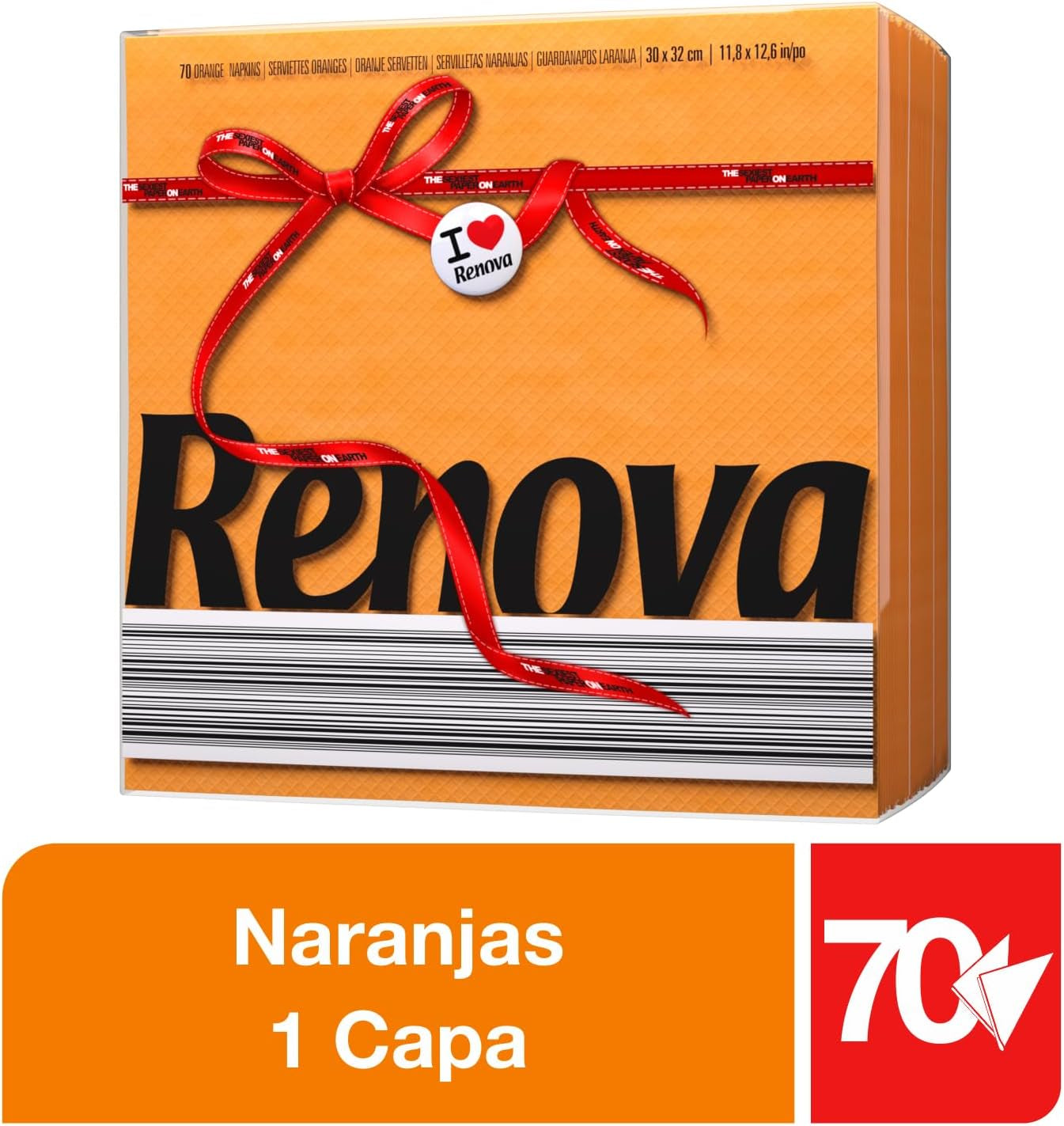 Renova papieren servetten, rood label oranje - 70 servetten