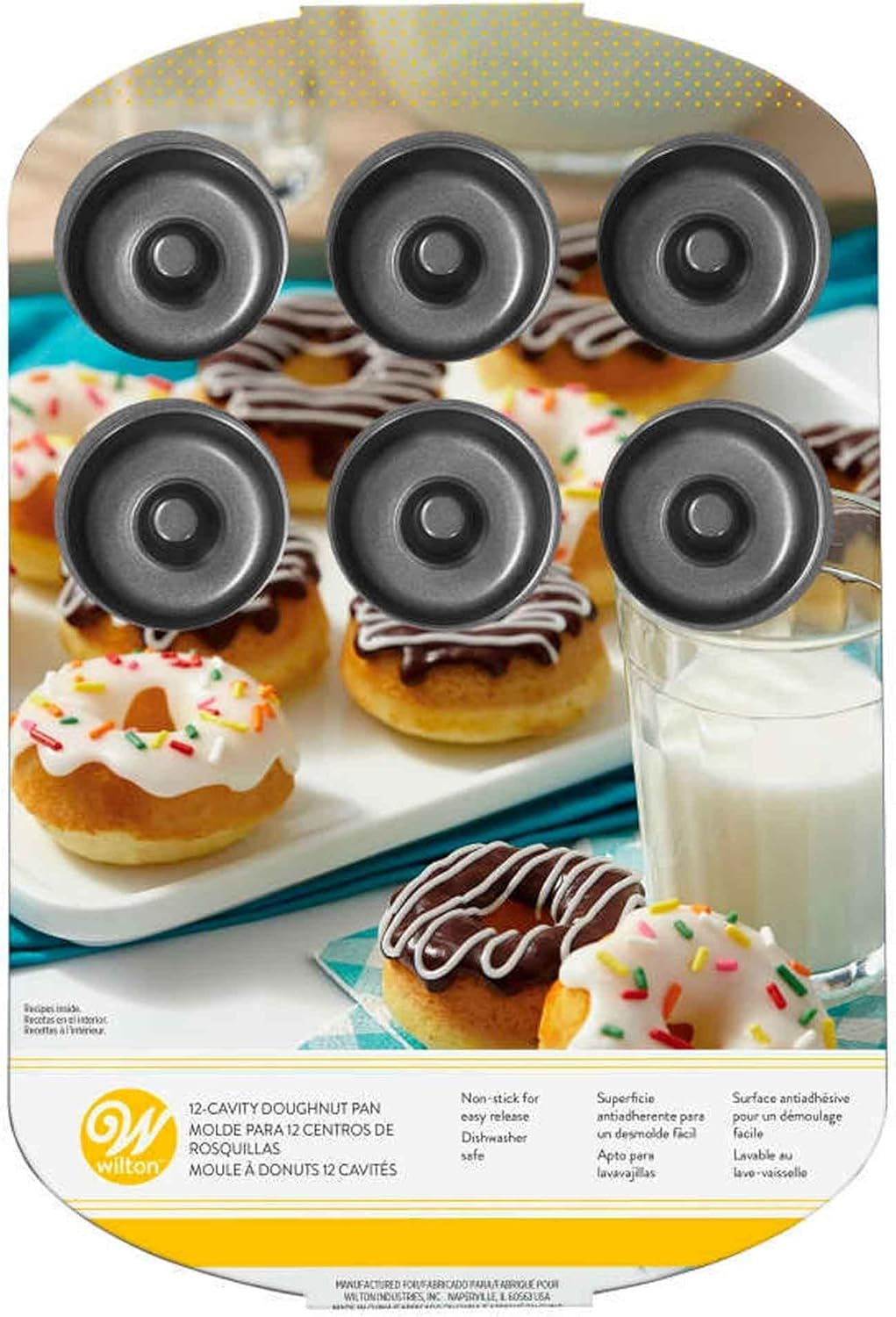 Wilton Donut-Backform Mit 12 Mulden Donutform, Hogere Donut Backform Mit Antihaftbeschichtung voor 12 Mini-Donuts, Spülmaschinenfest Vormen en bakplaten Naty Shop
