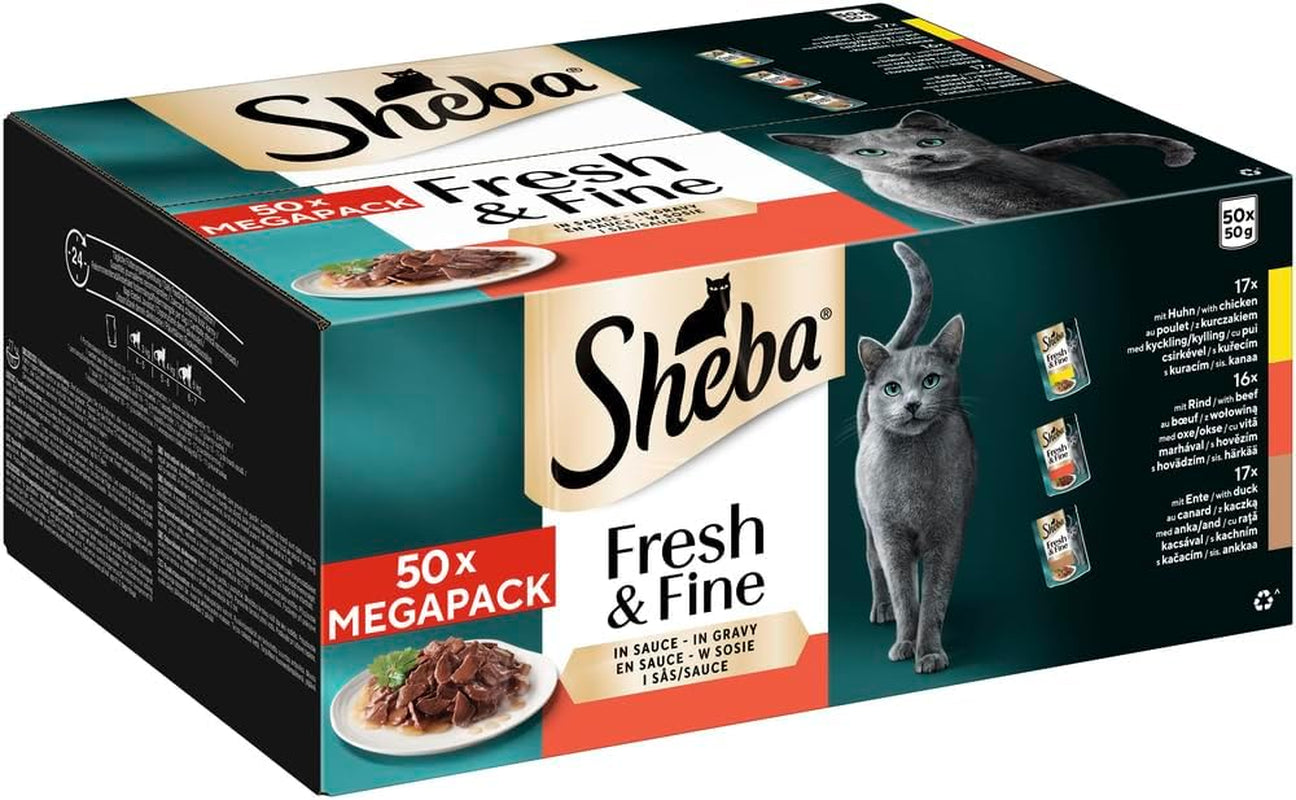 Sheba CATCARE Zakje Nat Vers & FIJN (Vlees) Stukjes IN Jus Volwassene 50G Multipack Standaard
