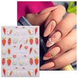 JMEOWIO 6 Blatt 3D Nagelsticker Ostern Nail Art Sticker Selbstklebend Nagelaufkleber 5D Stereoskopisch Süßer Hase Ei Decoratie Nageldesign Zubehör