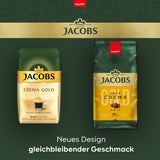 Jacobs Café Crema Gold Koffiebonen 1Kg – Vollmundig, Aromatisch, Fruitige Noten, Arabica & Robusta Bonen, Intensiteit 5/10, Ideaal voor Café Crema Naty Shop