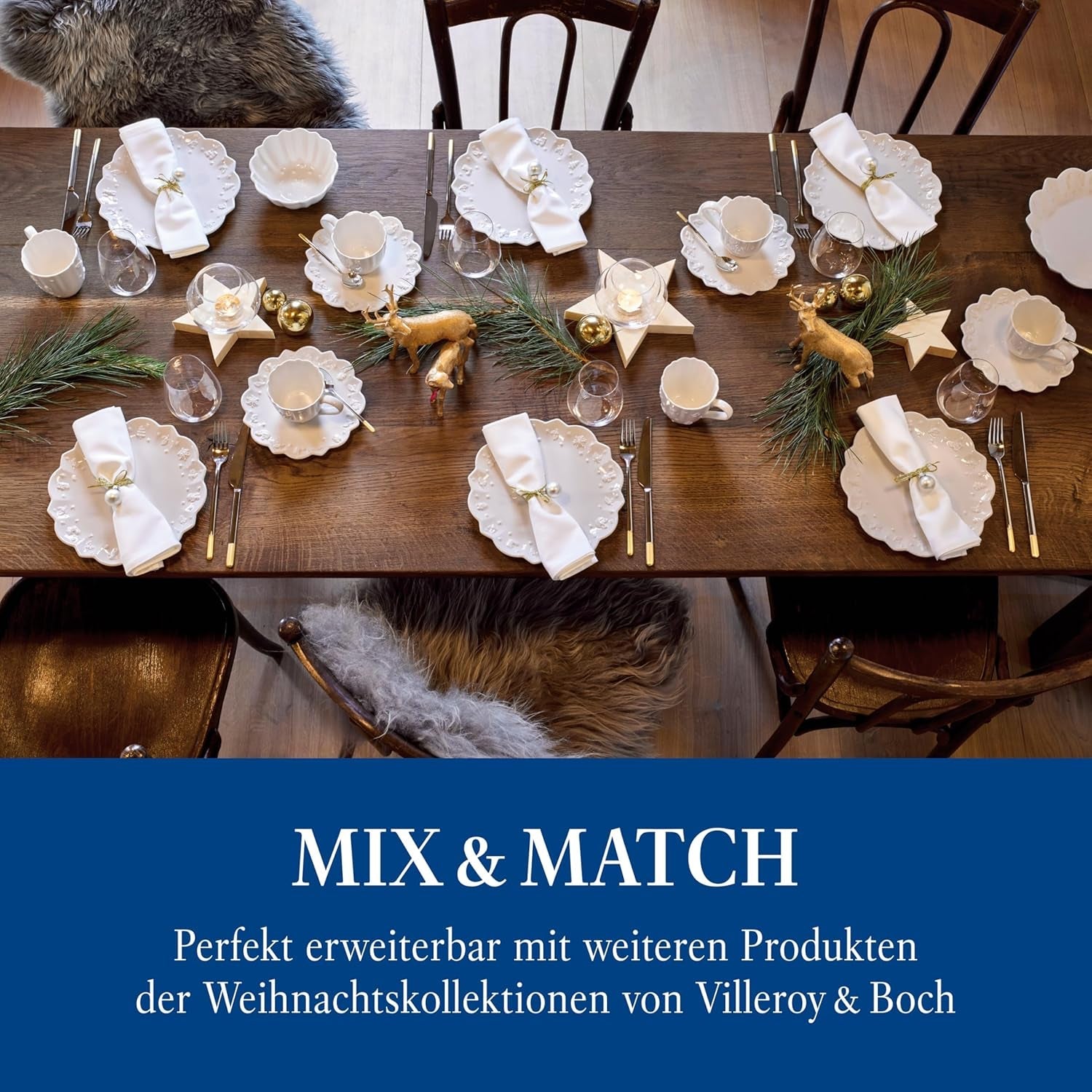 Villeroy & Boch Toy's Delight Royal Classic 12-delige serviesset, vaatwasser- en magnetronbestendig, wit, borden, 4-persoons serviesset, kerstservies, speelgoed, premium porselein