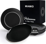 MIAMIO - 6-delig modern keramisch servies/bordenset voor 6 personen - Palmanova Collectie (Zwart, Grote borden (6x))