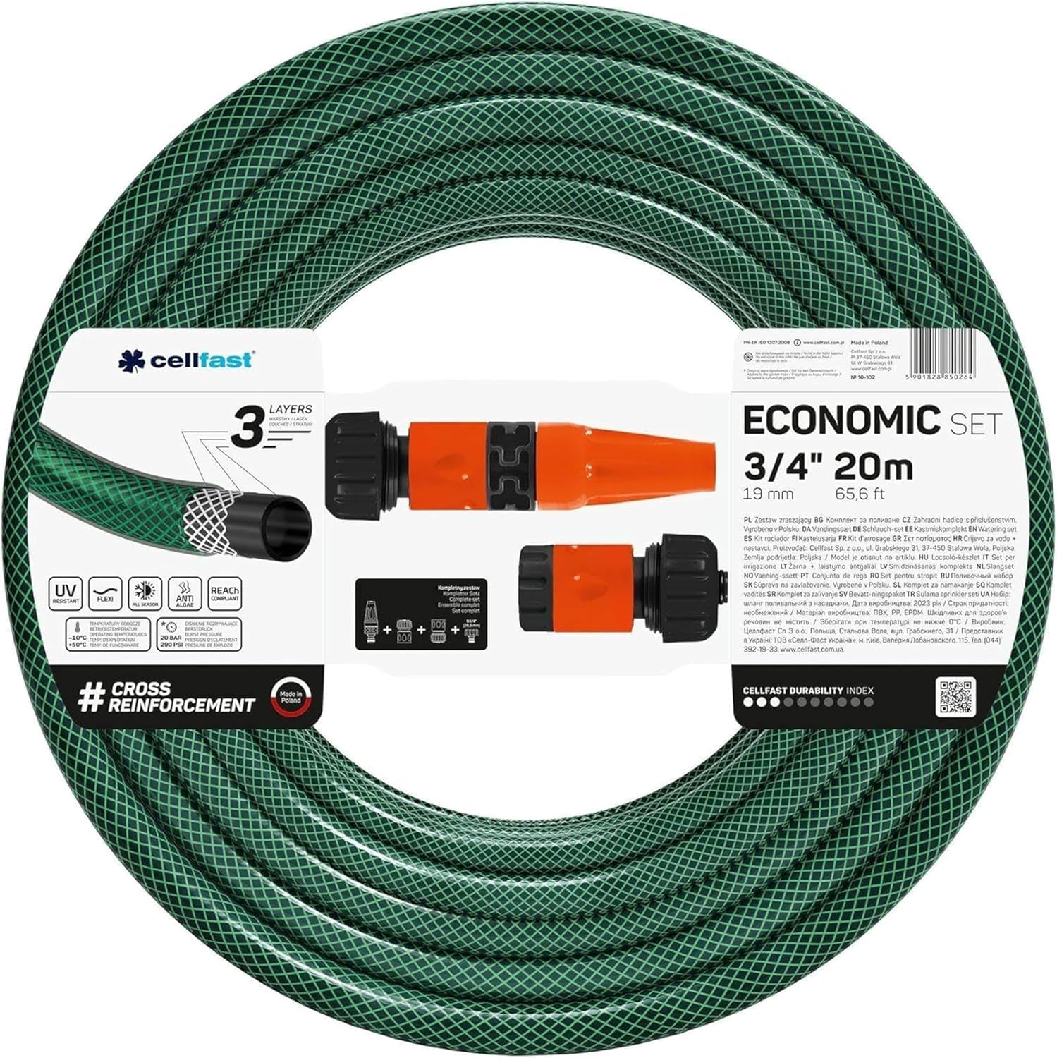 CELLFAST sproeierset, tuinsproeier, gazonsproeier voor bloemen en planten, Quick Connect, zuinig