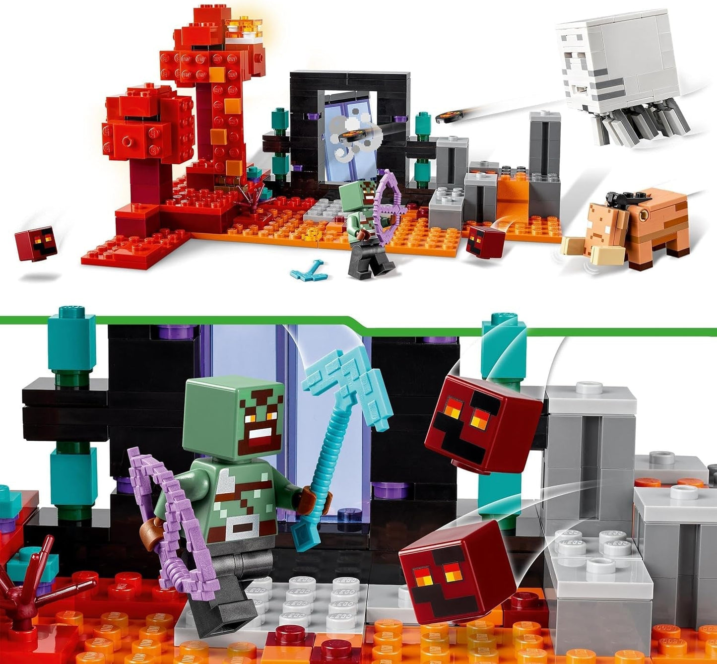 LEGO Minecraft Hinderlaag bij het Nether Portal Netherspelspeelgoed voor kinderen met gevechtsscènes en legendarische figuren inclusief Ghast-cadeau voor gamerjongens en -meisjes vanaf 8 jaar oud 21255 Bouwsets Bekijk de LEGO-Store