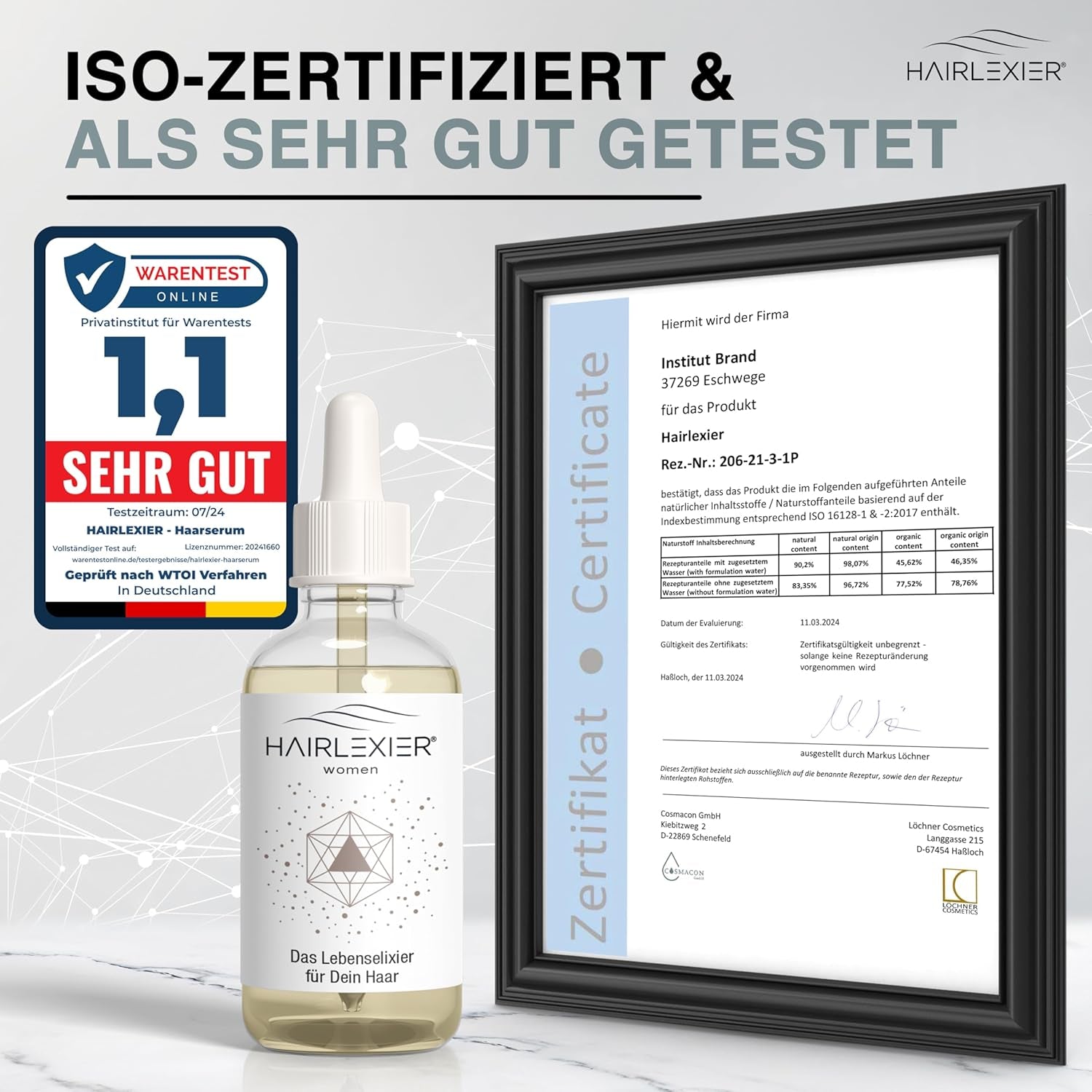 Hairlexier Haargroeimiddel voor vrouwen - Rozemarijn Haarolie, Ricinusolie Haarolie, Lavendelolie, Natuurlijk haarserum tegen diffuus haarverlies, Ondersteunt de haargroei, Veganistisch & Biologisch + Werkboek Haarverzorging Naty Shop