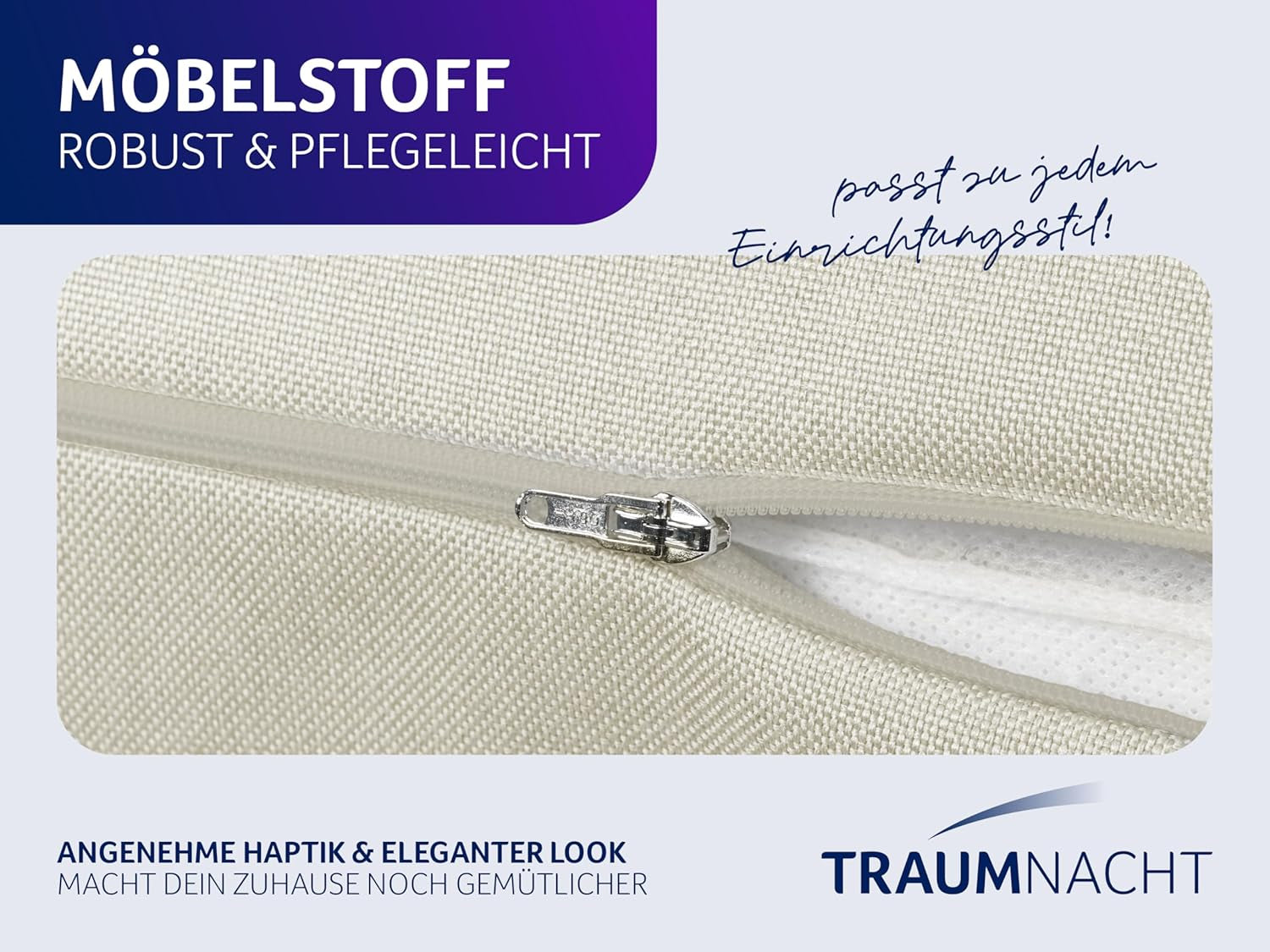 Traumnacht Cosy Back kussen, leeskussen, 70 x 40 cm beige, afneembare en wasbare hoes van 100% polyester, praktisch zijvak, Oeko-Tex gecertificeerd, geproduceerd volgens Duitse kwaliteitsnormen