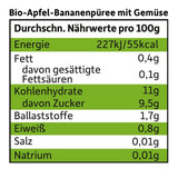 FRECHE FREUNDE Biologisch knijpbaar fruitzakje met appels, bananen, spinazie en komkommer, gepureerd fruit en groenten in een knijpzakje voor baby's vanaf 6 maanden, veganistisch, 6 stuks (6 x 100 g)