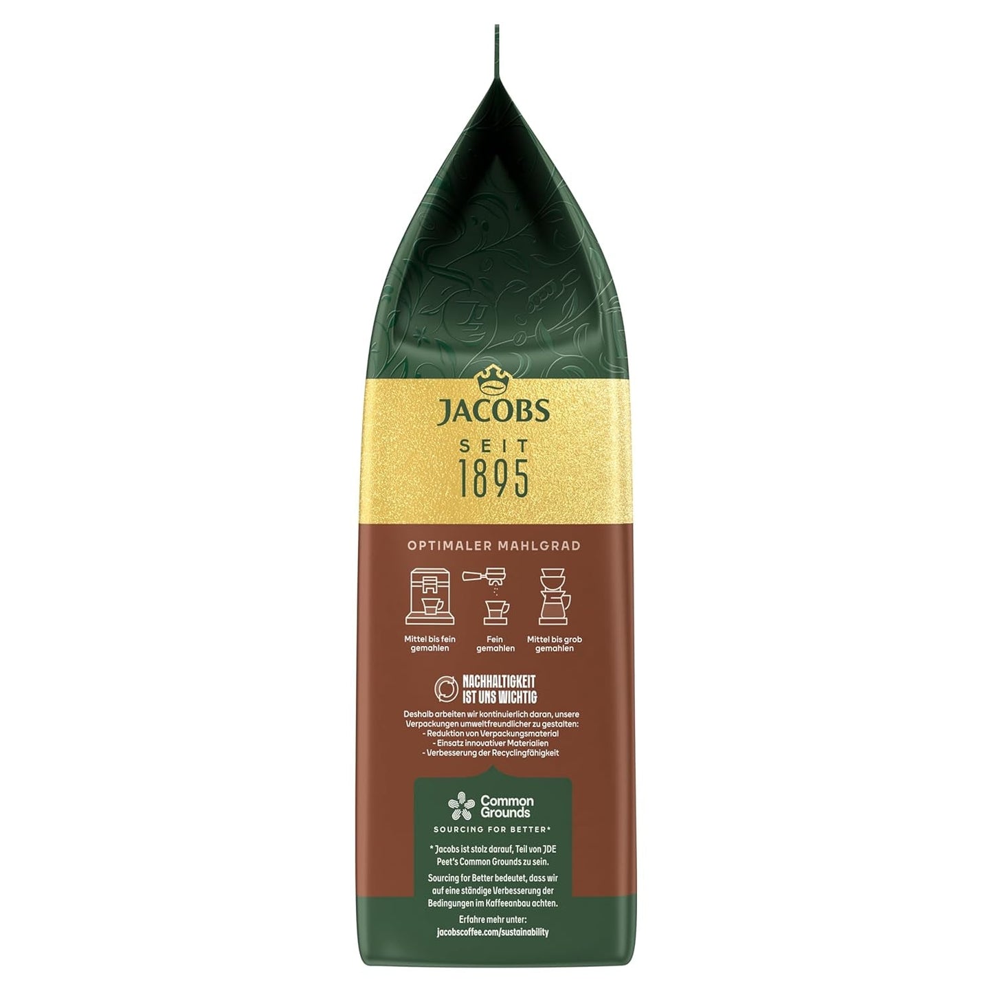 Jacobs Kaffeebohnen Café Crema Intense, intensief met Kakao- & Nussnote, geröstet in Bremen, Intensität 7/10, Kaffee ganze Bohnen, 1 kg