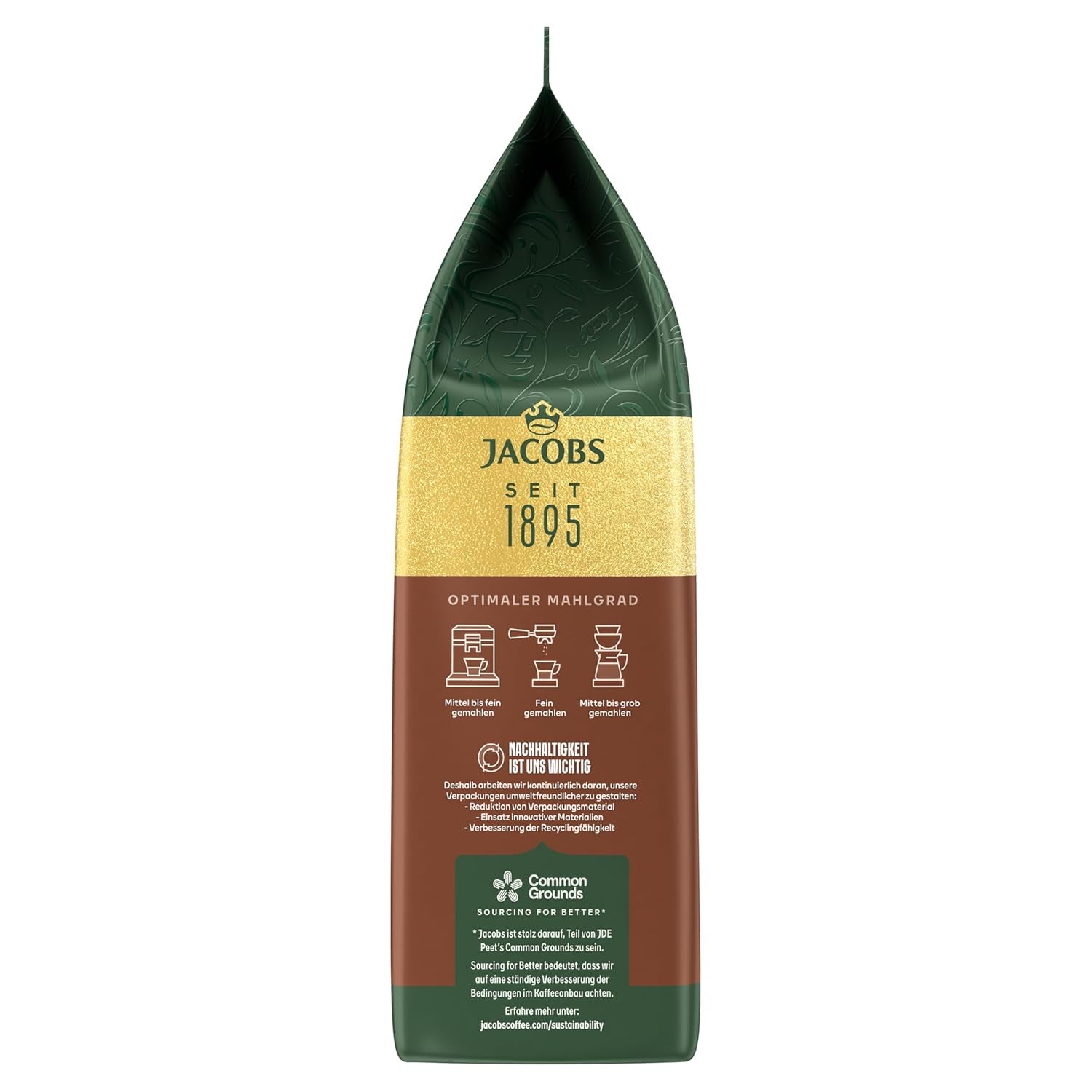 Jacobs Kaffeebohnen Café Crema Intense, intensief met Kakao- & Nussnote, geröstet in Bremen, Intensität 7/10, Kaffee ganze Bohnen, 1 kg