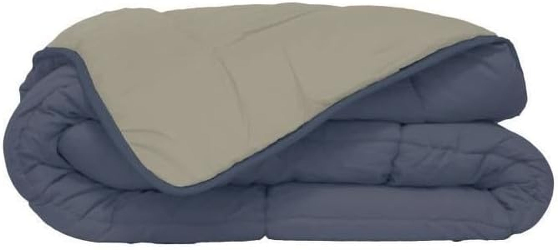 Poyet Motte Wasbaar dekbed met vaste hoes - 140X200 Cm - Petrolblauw/mastiekbeige Dekbedden en dekbedden Naty Shop Grijs 140 X 200 Cm