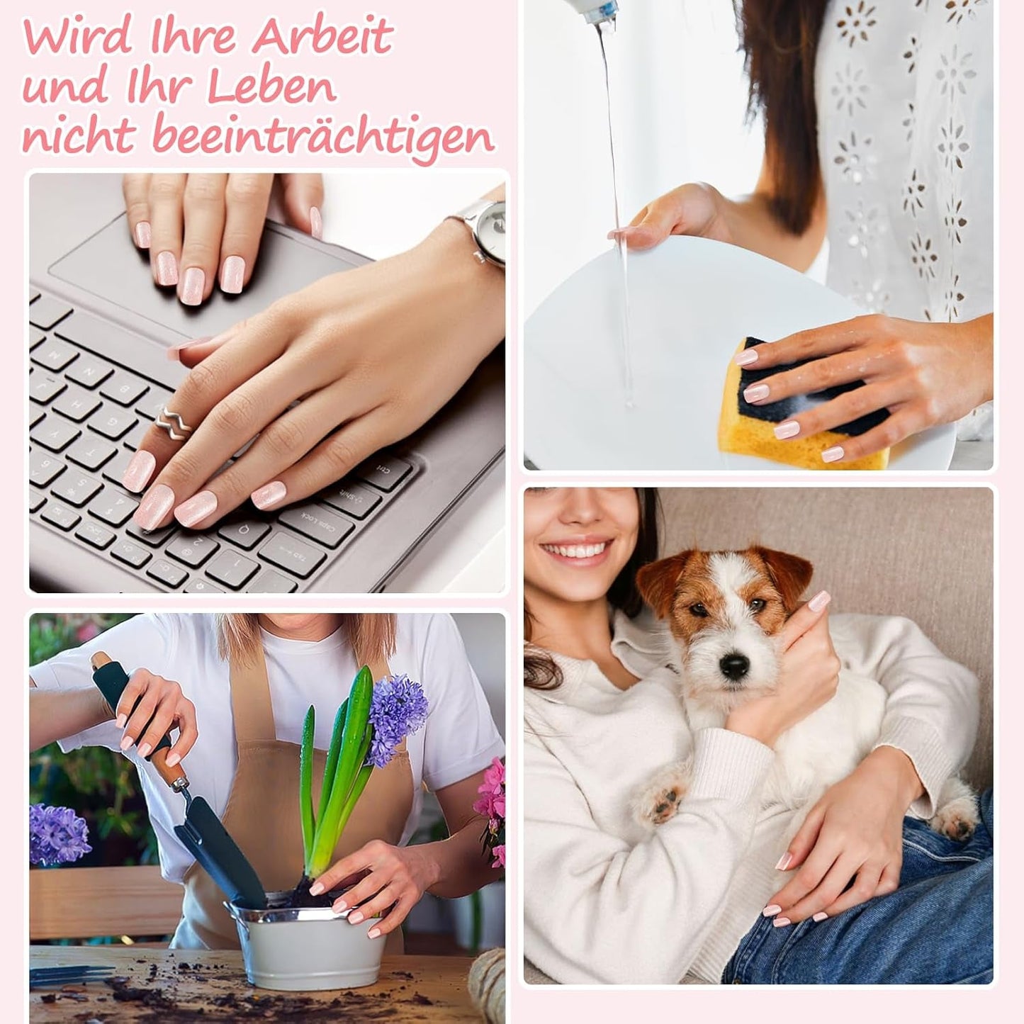 Kiiwah 48 stuks korte vierkante nagels roze kunstnagels lijm op korte nageltips valse nageltips