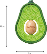 Nuby - Avocado Bijtring - Bijtring van siliconen en hout - Roterende houten kern - Bijtspeeltje voor baby's en peuters - Tandjeshulpmiddel - BPA-vrij - 6+ maanden