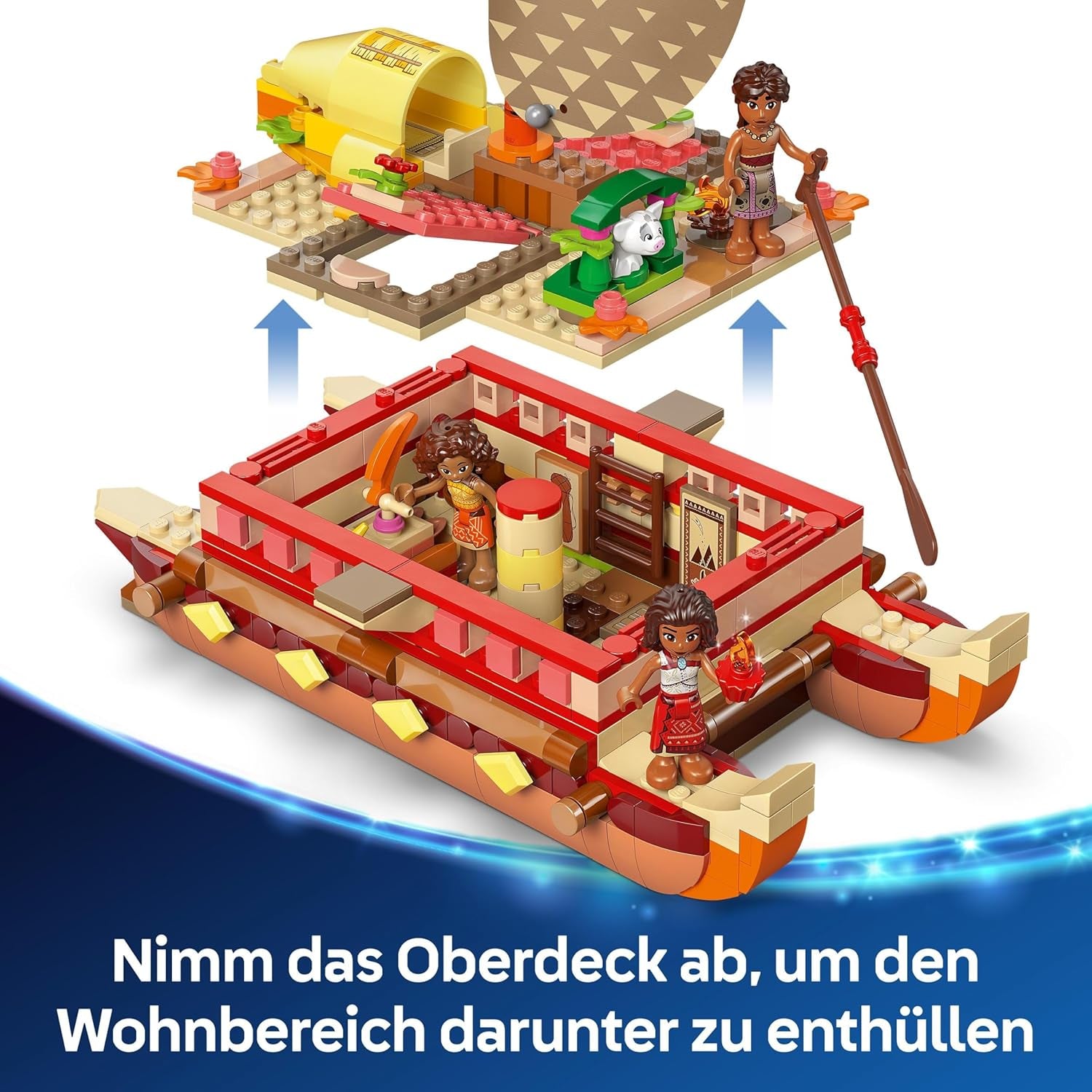LEGO Ç€ Disney Moana 2: Moana's avonturenvlot - Speelgoedboot met zeilen, afneembaar dek, kampvuur en 3 minipoppetjes waaronder Loto en Moni - Cadeau voor meisjes vanaf 6 jaar en fans - 43270 Bouwsets Beuche in LEGO-Store