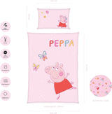 Peppa Pig kinderbeddengoedset, 100 x 135 cm en 40 x 60 cm, katoenen beddengoed - kinderen Naty Shop