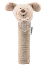 Sterntaler Babypieper Gelukshond - Babyspeelgoed van zacht pluizig materiaal met koord - Vangspeelgoed voor kinderen - Eerste pogingen om te vangen en te spelen, grijsbeige Bebe Toys Naty Shop
