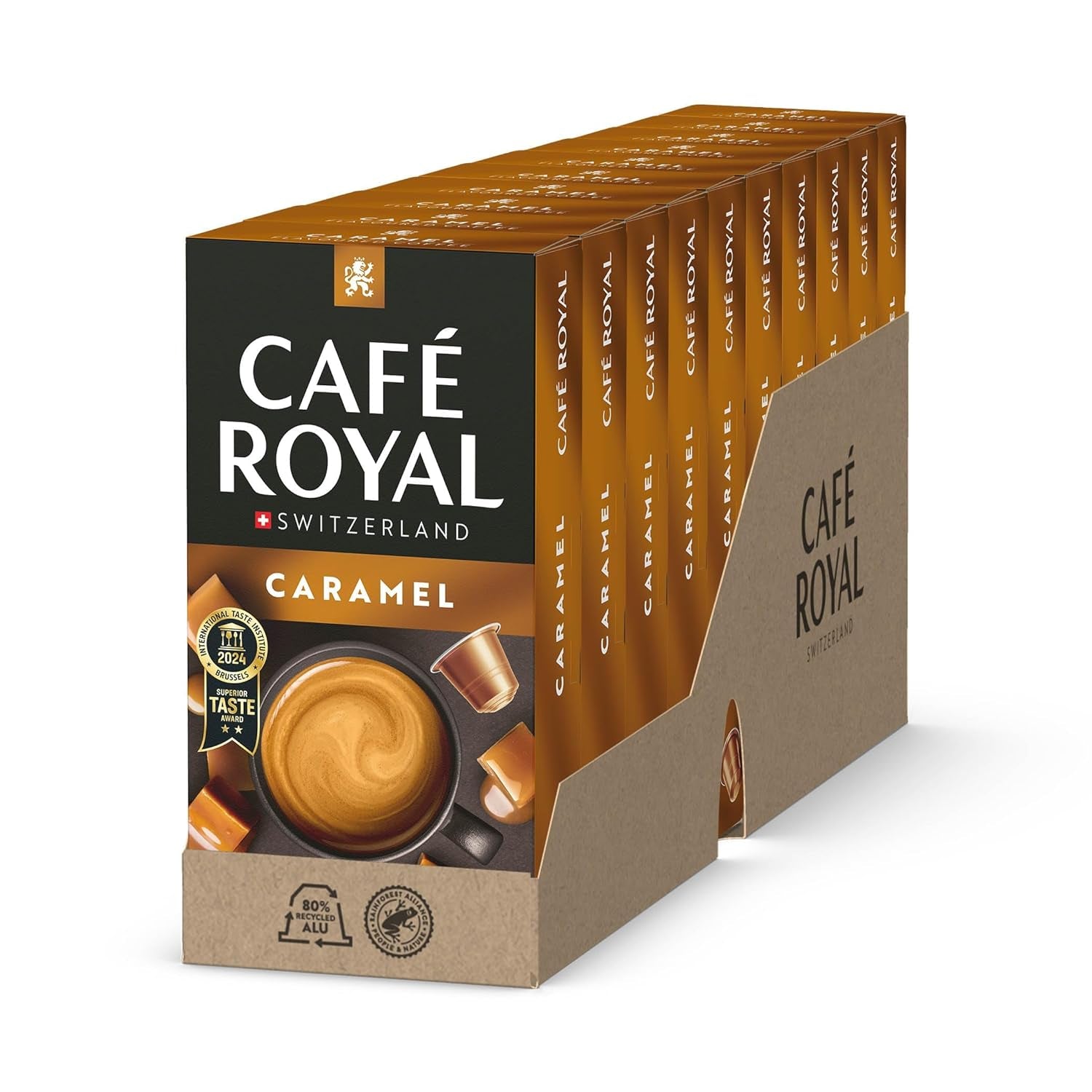 Café Royal Caramel Flavoured Kaffee – Nespresso®-compatibele Kaffeekapseln, romig, helle Röstung, 100% Arabica, Rainforest Alliance, 100 Kapseln