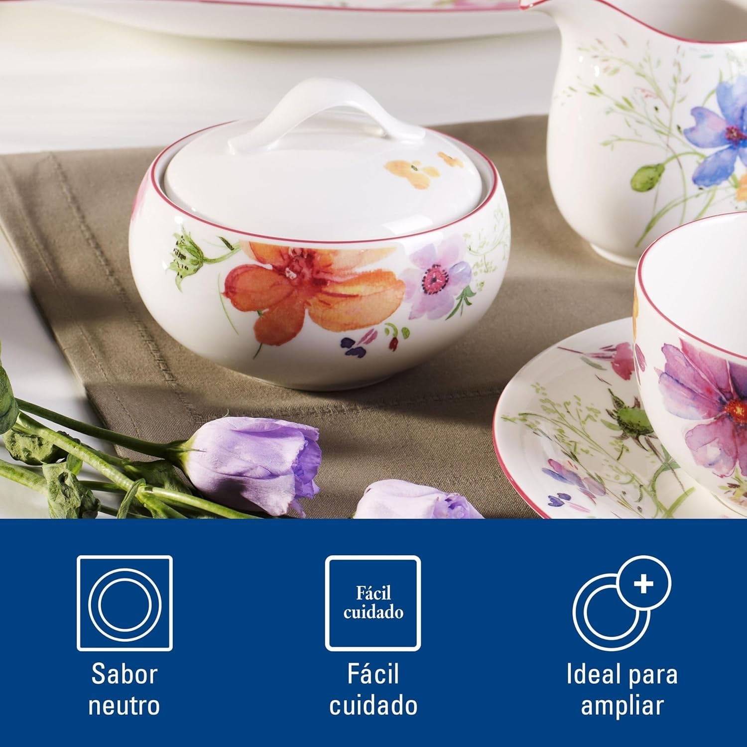 Villeroy & Boch - Mariefleur Suikerpot, Diverse Kleuren, Vaatwasmachinebestendig, Magnetronbestendig, Suikerpot Met Deksel, Suikerpot, Opbergruimte, Koffieaccessoire, Bloemenservies, Premium Porselein