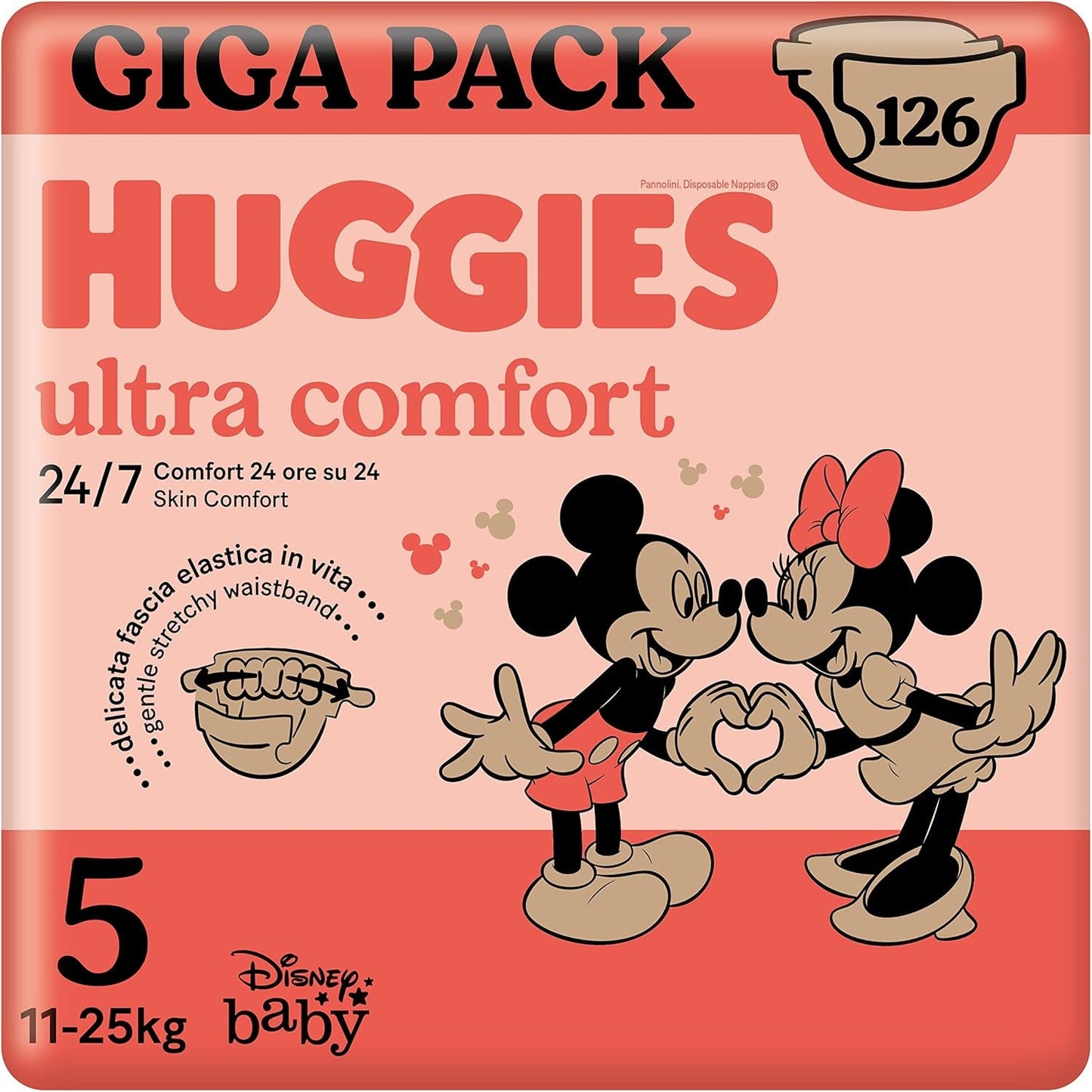 Huggies Ultra Comfort luiers, maat 3 (4-9 kg), Disney design, 168 stuks