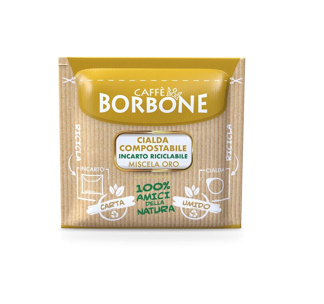 Caffè Borbone Kompostierbare Kaffeepads, Goud-Kaffeemischung - 100 Pads - Compatibel met ESE Systeem Papierblokken 44 mm