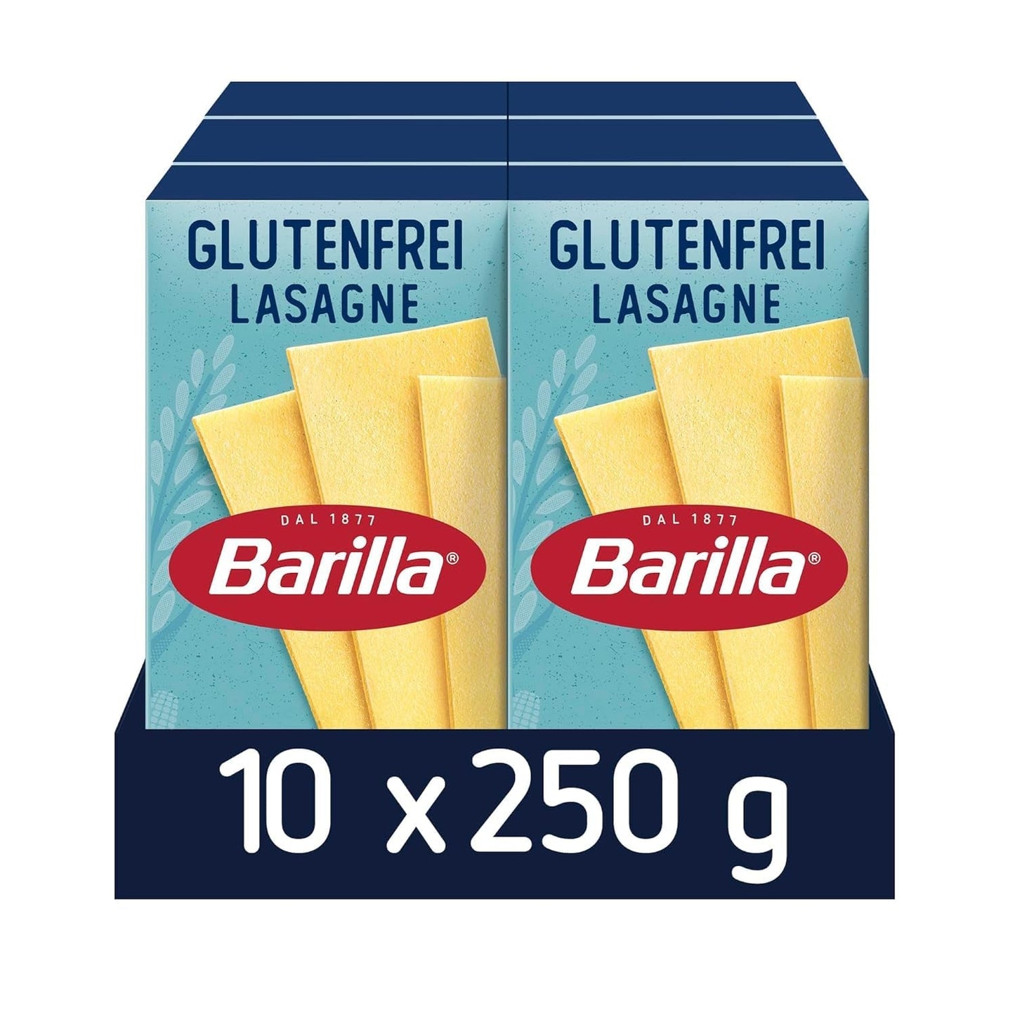 Barilla Pasta glutenvrije lasagne, gemaakt met heerlijke maïs en rijst, perfect voor mensen met coeliakie of glutenintolerantie, verpakking van 10 (10 x 250 g)