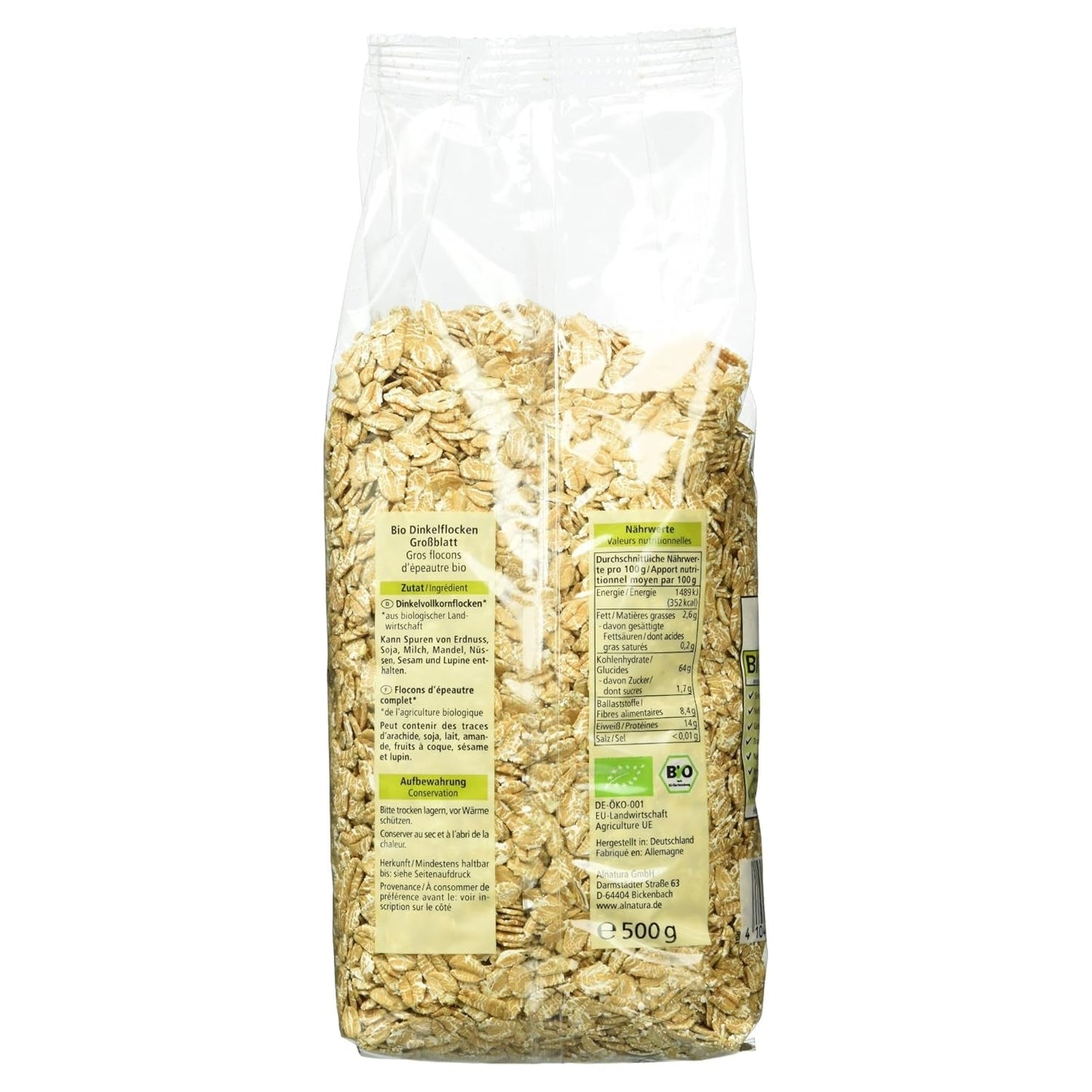 Bio Dinkelflocken Großblatt, 500G Granen Naty Shop