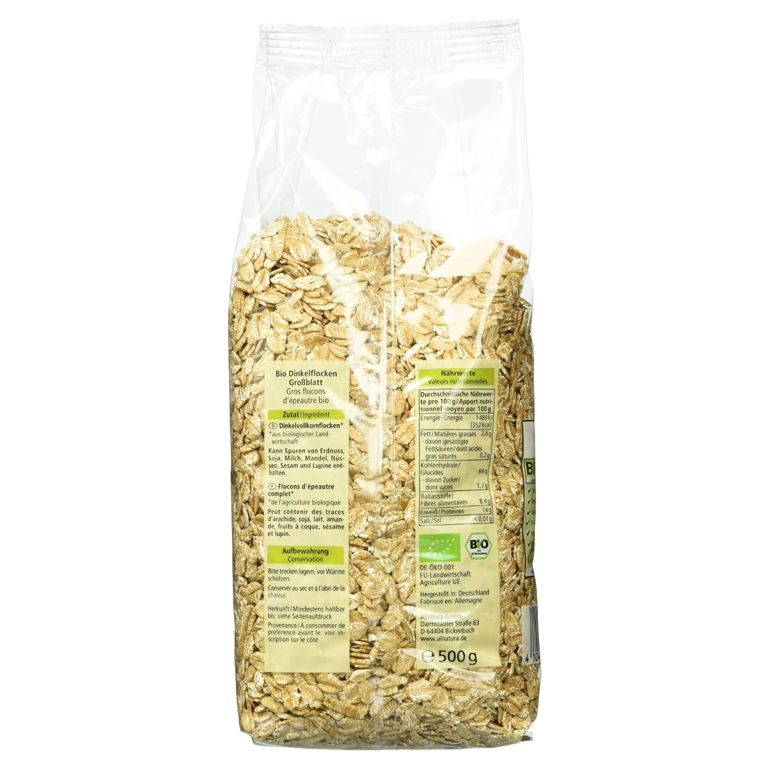 Bio Dinkelflocken Großblatt, 500G Granen Naty Shop