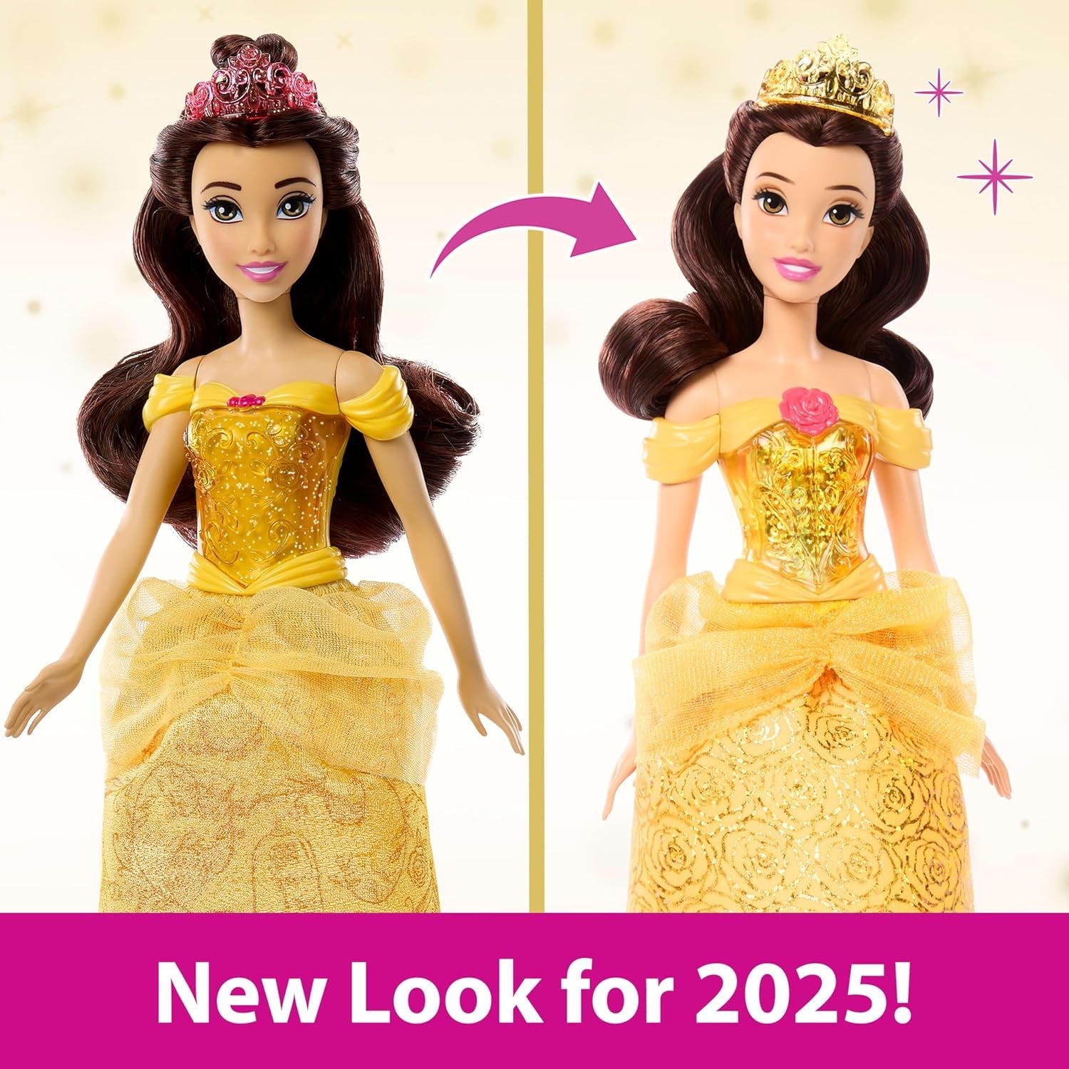 Mattel Disney Princess speelgoed gelede Belle modepop met sprankelende kleding en accessoires Disney film geïnspireerd cadeau voor kinderen HLW11