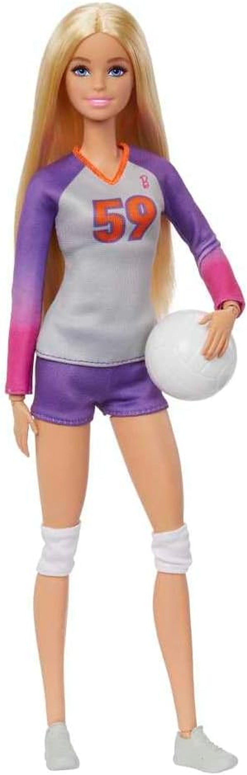 Barbie Made to Move - Volleybalspelerpop met T-shirt en bal - 22 gewrichten voor realistisch spelen, inclusief volleybal en sportkleding, HKT72 Naty Shop moderne poppen