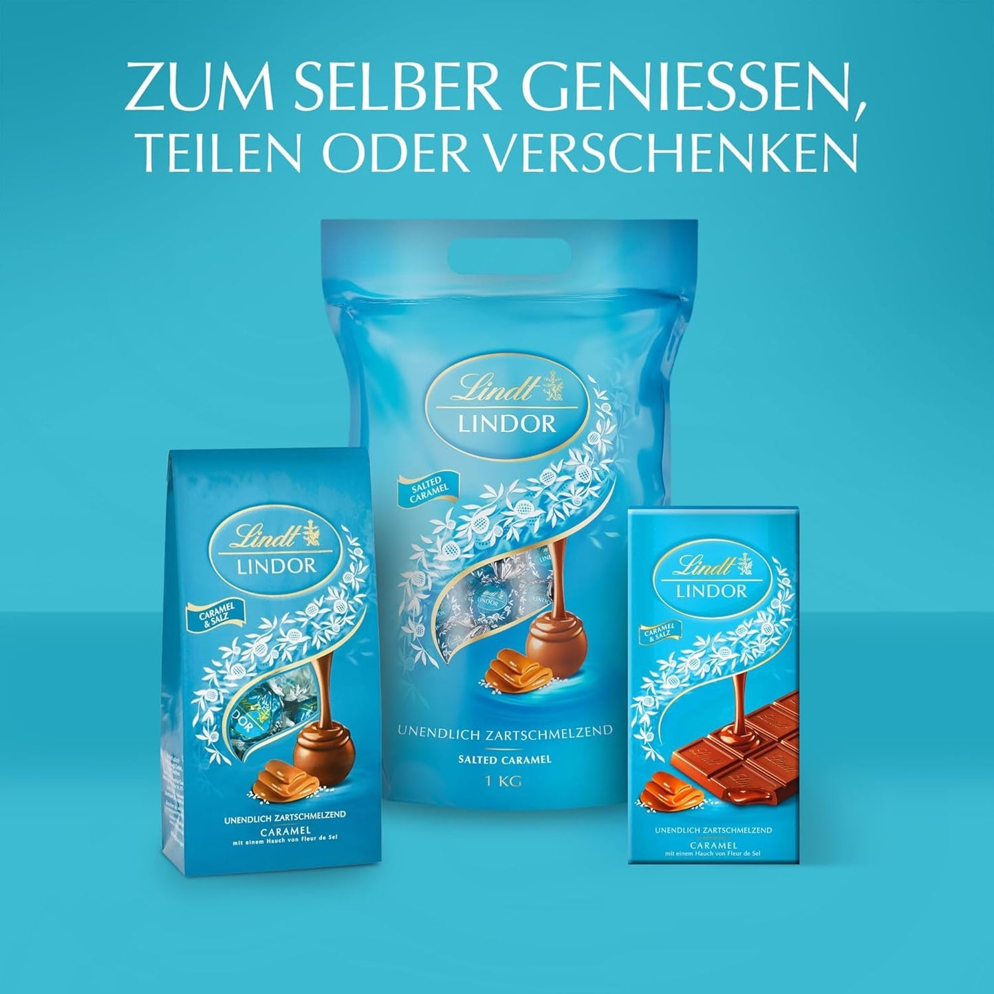 Lindt-chocolade | LINDOR Gezouten Karamel Kornet | 500g | 38 Melkchocoladebolletjes met Gezouten Karamelvulling | Geschenk van chocolade
