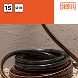 BLACK+DECKER Tuinslang 15 meter - Ø19MM - Duurzaam PVC - Tuin besproeien, auto wassen, zwembad vullen - Compatibel met elke standaard kraan - Zwart/Oranje