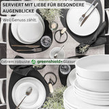 ZANGER | Marlo White Serviesset 24-delige Serviesset voor 6 personen met dessertborden, dinerborden, schalen en mueslischalen Porseleinen dinerbordenset Serviesgoed Modern design PREMIUM COLLECTIE