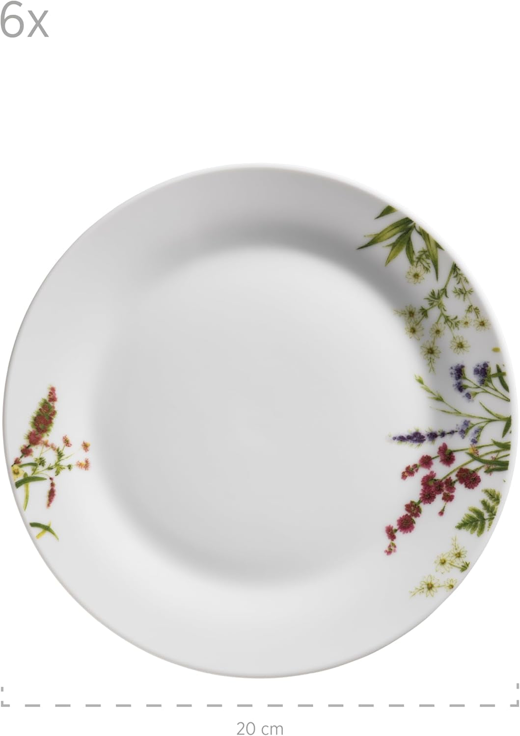 Mäser Herbal Garden 4-persoons 18-delige bloemen gedetailleerde serviesset inclusief dinerborden, soepborden en dessertborden, porselein, wit