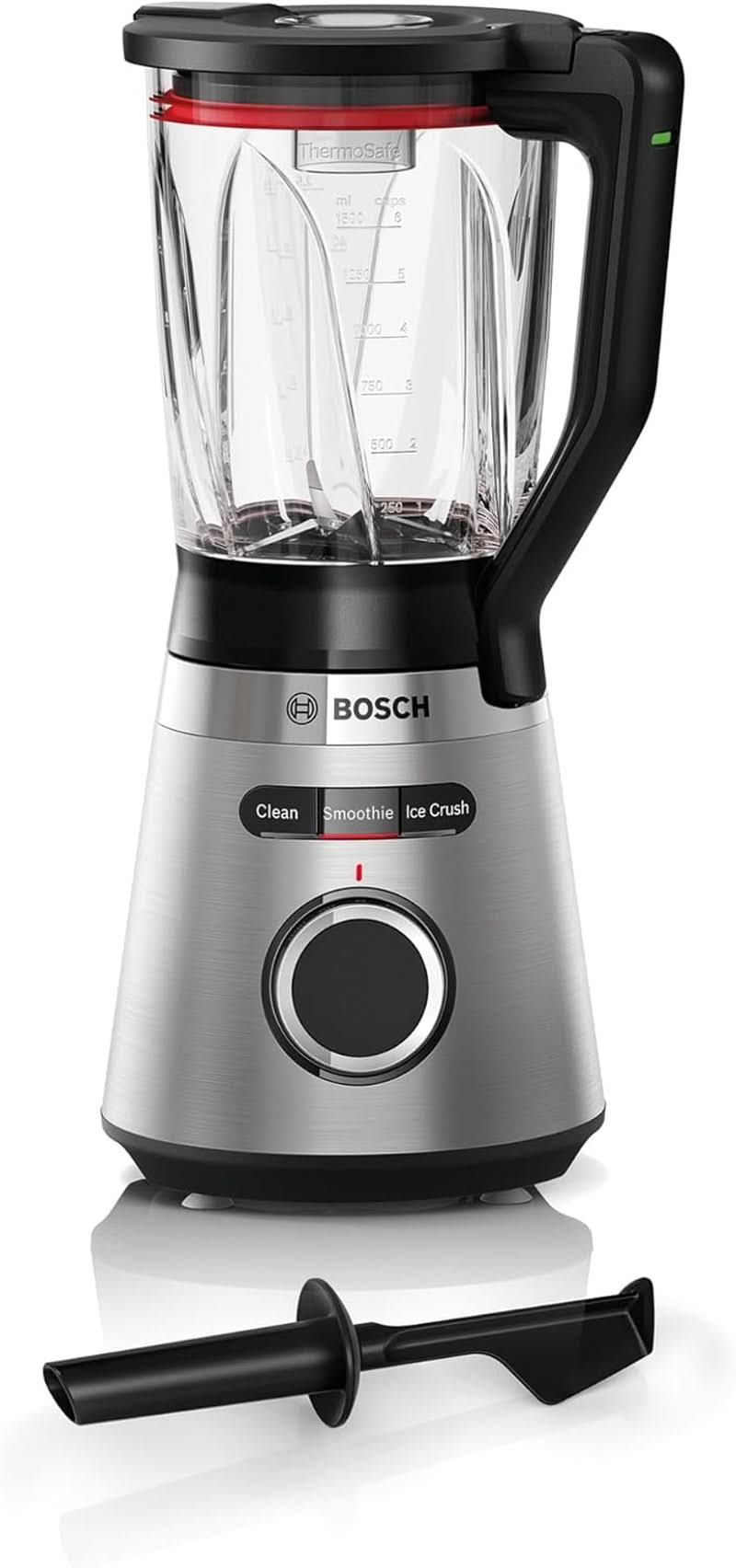 Bosch Standmixer Vitapower Serie 4 MMB6382M, Edelstahl-Klingen Made in Germany, 1,5L Thermosafe Glasbehälter, Stopfer, Sicherheitsdeckel, Spülmaschinengeeignete Teile, 30.000 U/Min, 1200 W, Edelstahl Bucatarie Naty Shop Standmixer Mit Verbessertem Mixbecher
