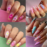 Nagelstickerset voor individuele nageldesign, 4 Blatt Frühlingsthemen Nail Art Zubehör, Perfect voor 3D-gelnagel en UV-gelstrips