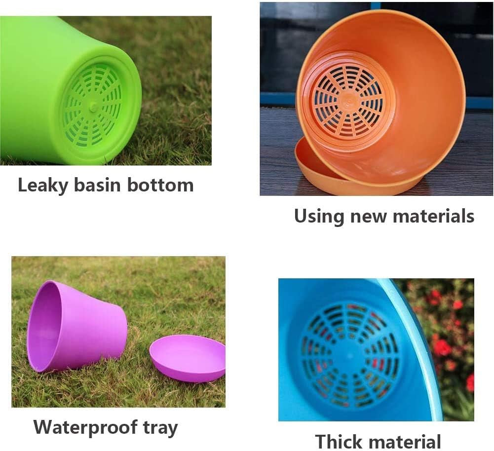 20 cm grote plastic bloempotten met schotels, witte zelfwatergevende bloempotten met schotels, plastic zaailingpotten, verdikte potten voor binnen- en buitenbeplanting (6 stuks)