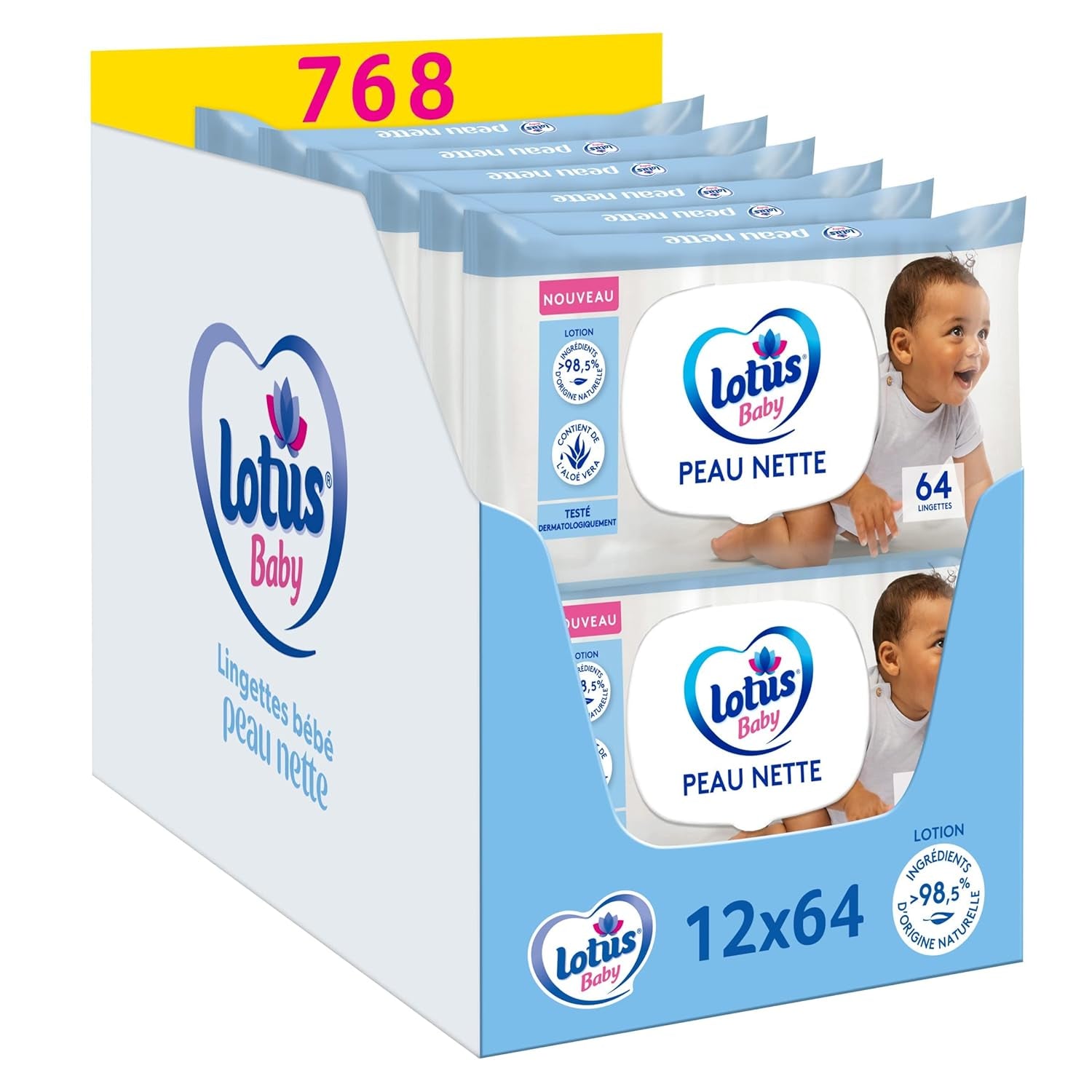 Skin Nice Baby Wipes - 768 doekjes (12 x 64 stuks) - hypoallergeen en dermatologisch getest