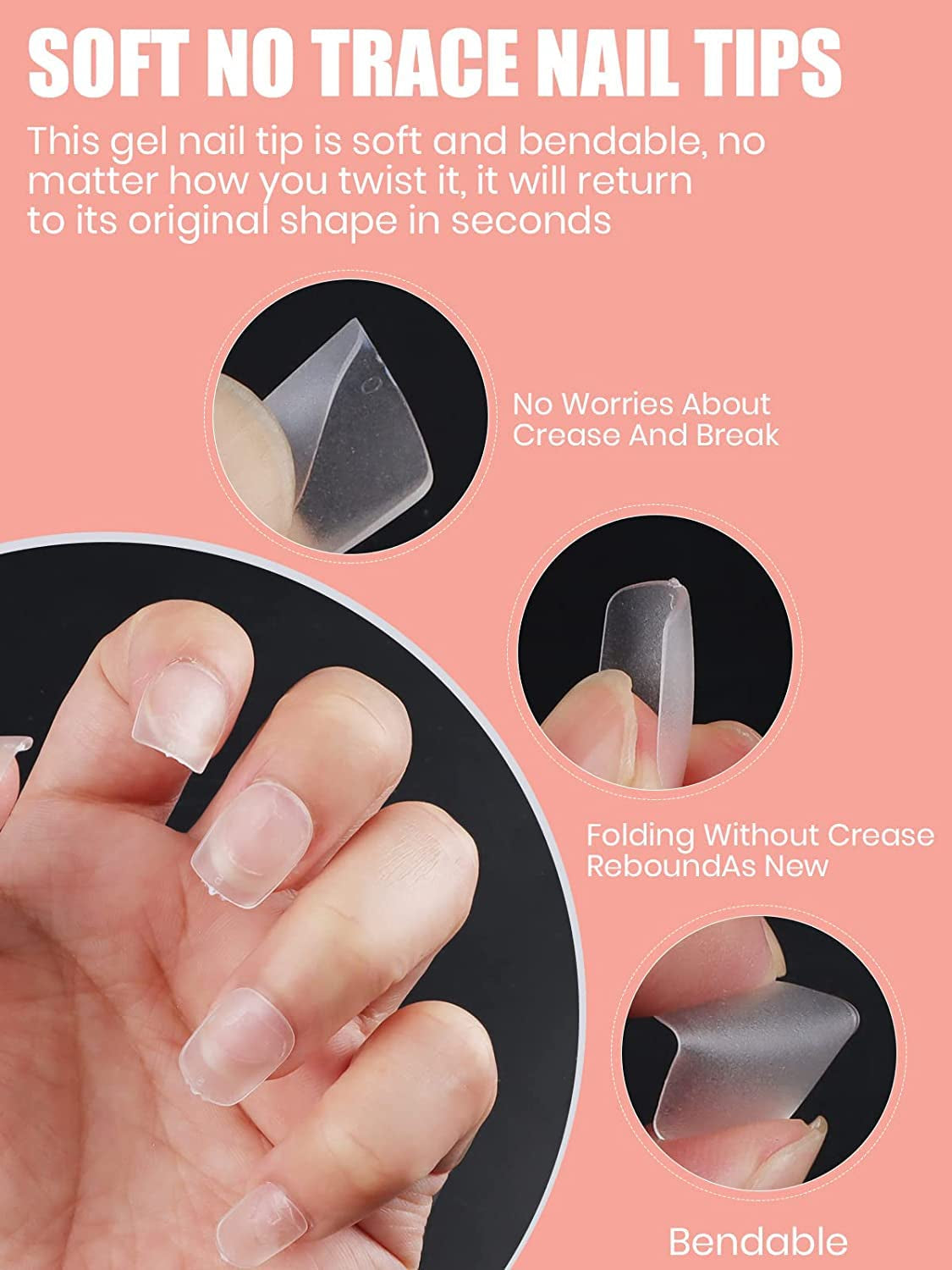 EBANKU 420 stuks korte vierkante nageltips, volledig dekkende matte tips, zachte geltips, heldere, voorgepolijste gelnageltips, tips voor kunstmatige nagelverlenging, 15 maten (kort vierkant)