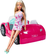 Simba Steffi Love strandautopop in coole zomeroutfit met strandwandelwagen, 29 cm, vanaf 3 jaar