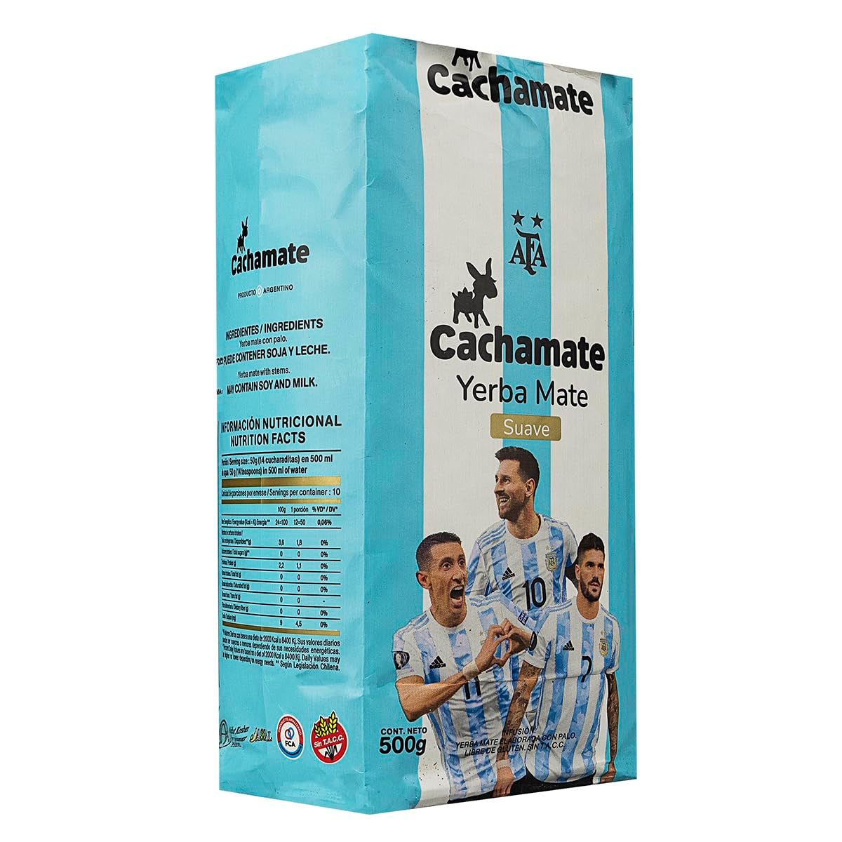 CACHAMATE Mundial Suave 500G | Speciale editie voetbal | Argentijnse Yerba Mate | 12 maanden natuurlijke rijping | Antioxiderende en diuretische eigenschappen