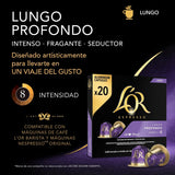 L'OR Espresso Koffiecups Lungo Profondo (200 Lungo Koffie Capsules, Gesicht voor Nespresso* Koffiemachines, Intensiteit 08/12, 100% Arabica Koffie, UTZ Gecertificeerd), 10 x 20 Kopjes