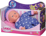 Simba 105010010 - Laura Little Star-pop van zacht lichaam in een schattige jurk en gloeiende maan en sterrenhoed 20 cm gloeiende babypop vanaf 12 maanden