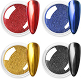 Chrom Nagel Pulver 4 Kleuren Iriserendes Aurora Pulver Metallic Spiegeleffect Pigment Parelmoer Meerjungfrau Glitter Einhorn Glitter voor Gel Polish Nail Art Decoratie-Purpurgrüner Jadeit